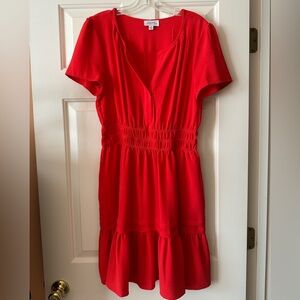 Tahari Arthur S Levine Layered Dress Size Medium Red Boho Pockets